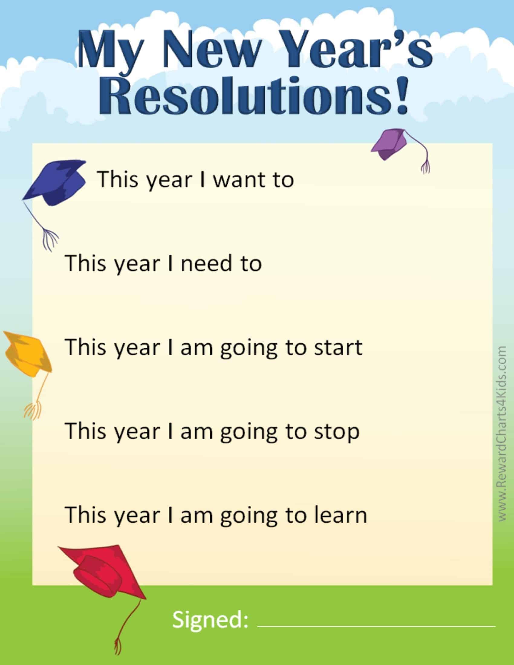 Free New Year S Resolution Sheets