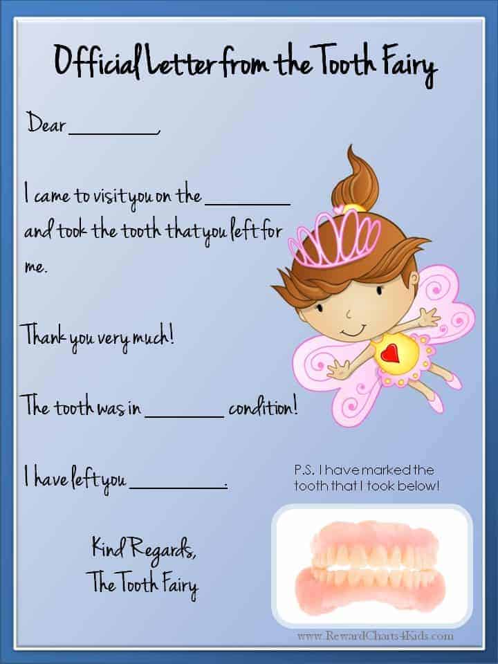 Free Printable Letter From Tooth Fairy Template