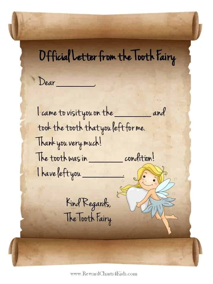 Free Printable Tooth Fairy Notes Printable Blank World