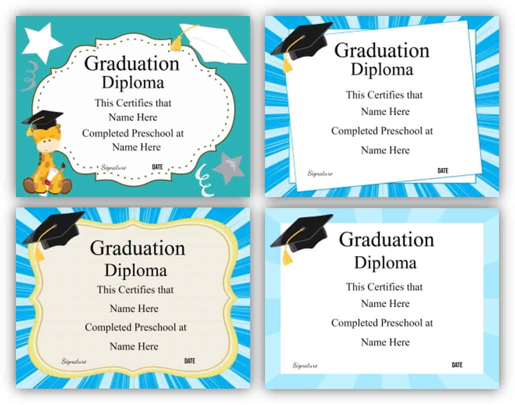 Free Printable Preschool Graduation Certificate Templates
