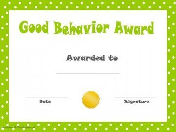 Good Behavior Printable Certificates