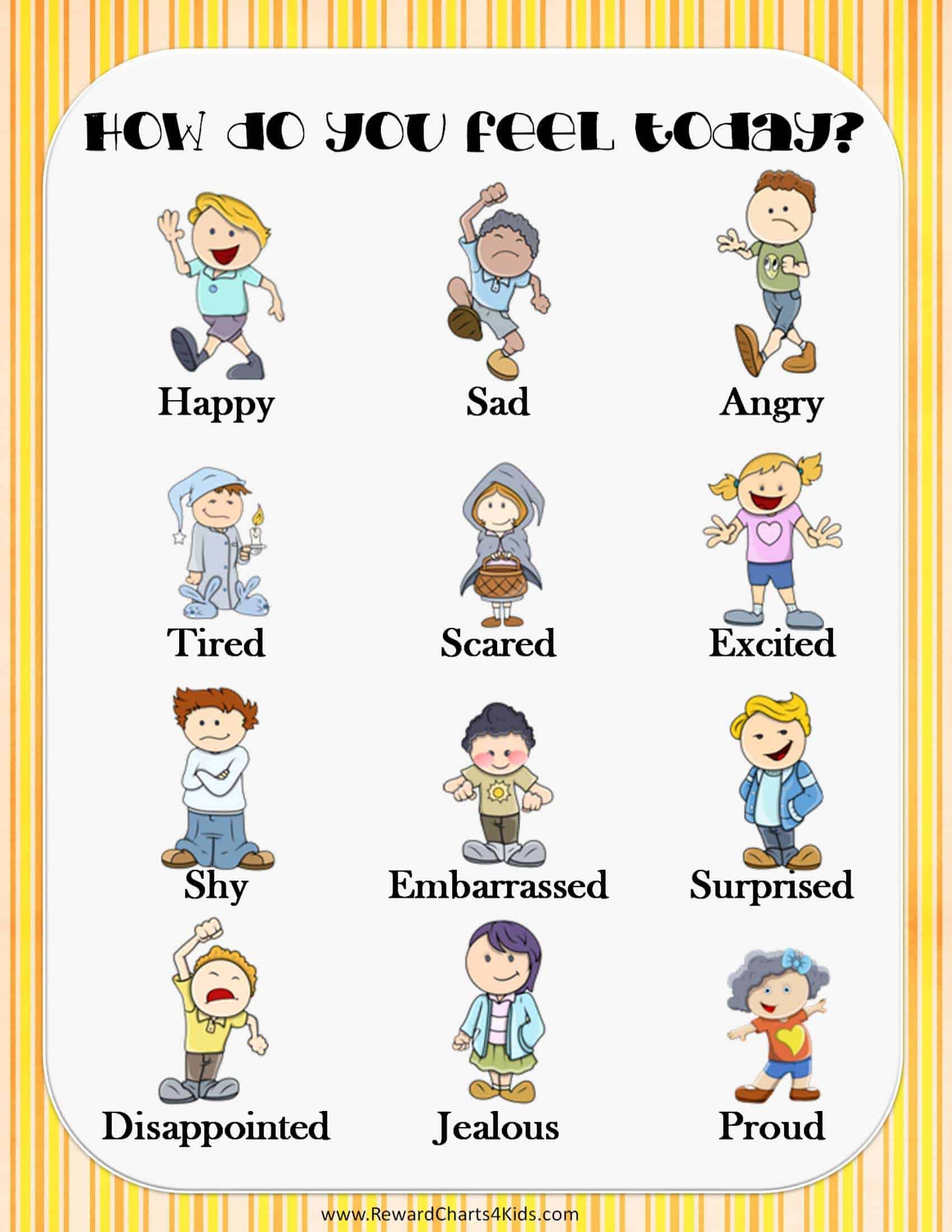 Free Printable Feelings Chart For Toddlers