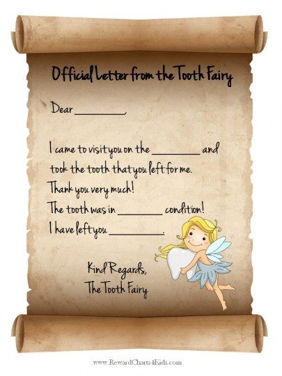 Tooth Fairy Letter Free Printable