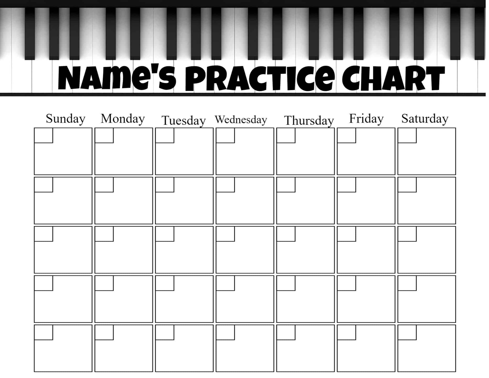 Free Printable Practice Charts Printable Templates