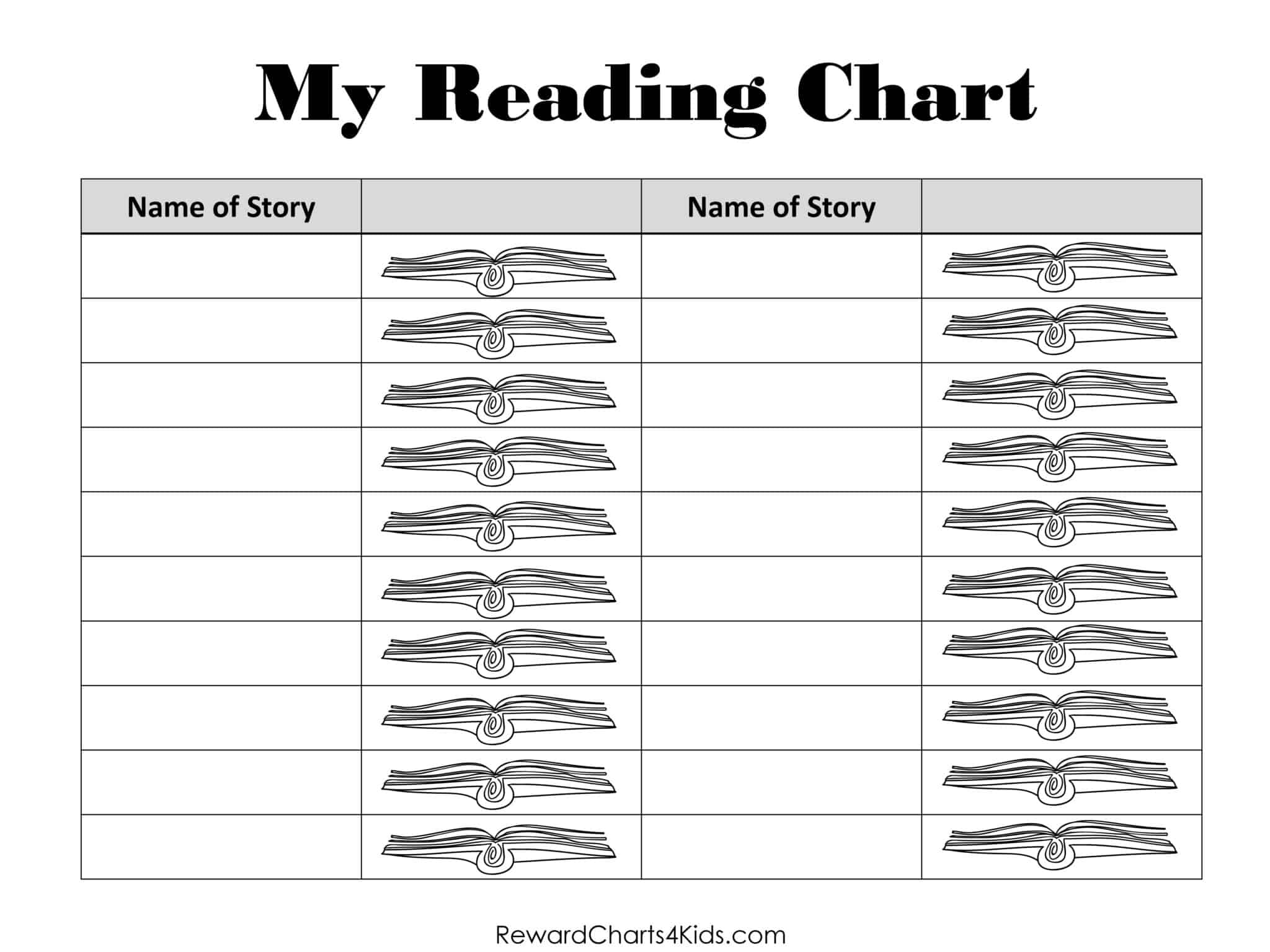 Free Printable Reading Chart Templates Many Designs Available