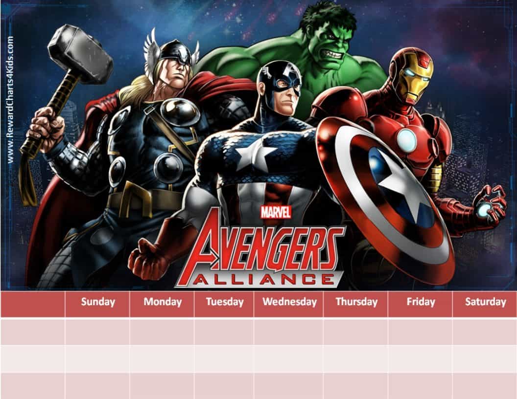 Marvel Avengers Charts Customizable Printable Free 