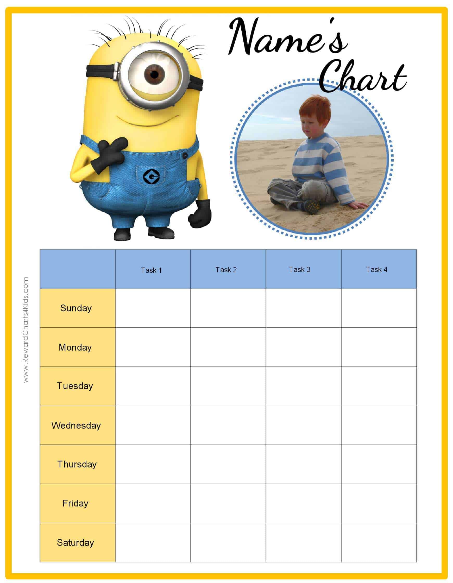 Free Behavior Charts With The Minions Add Your Own Photo Text