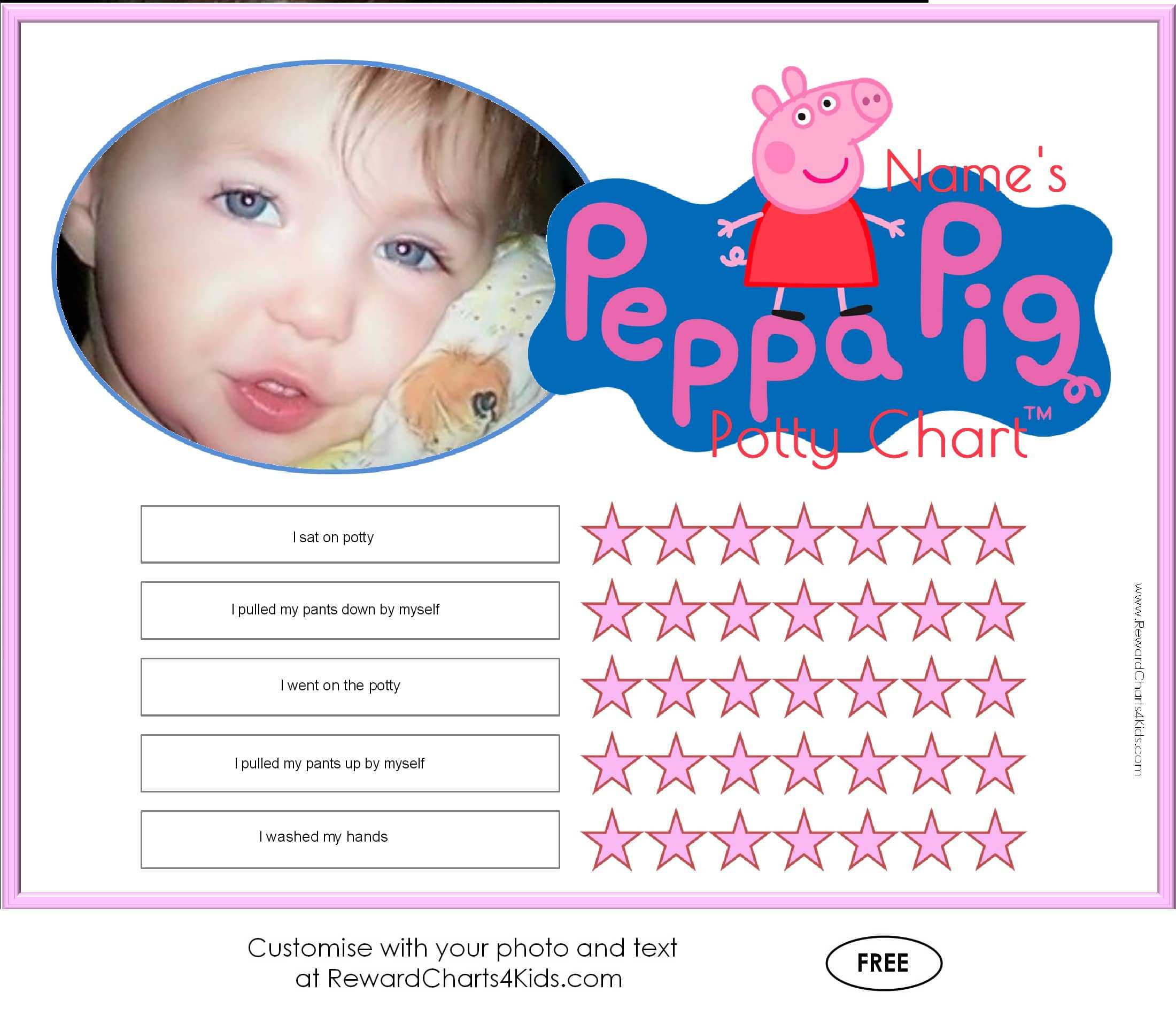 Free Peppa Pig Potty Training Charts Customize With Your Photo