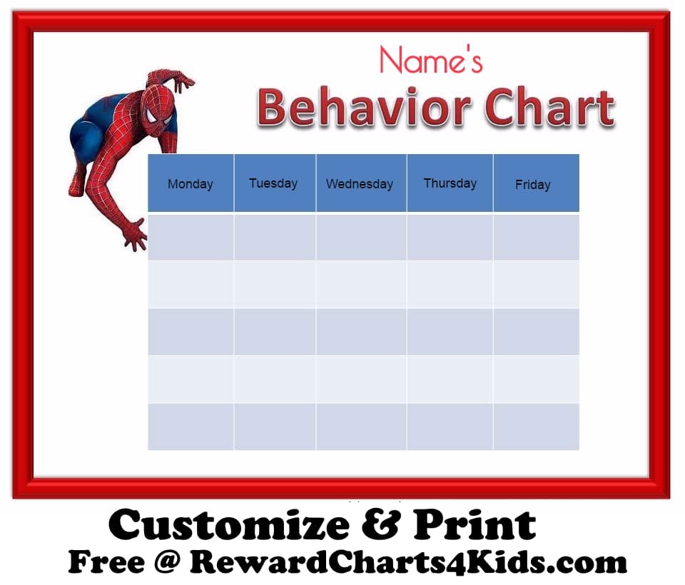 Customizable Spiderman Reward Chart Printable Printable Templates