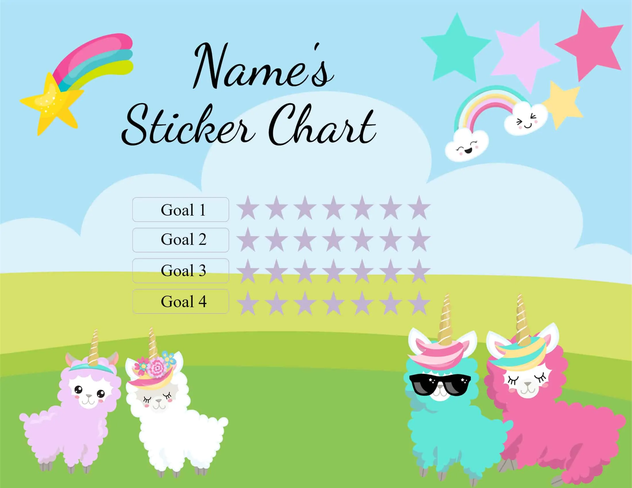 personalized reward charts for girls