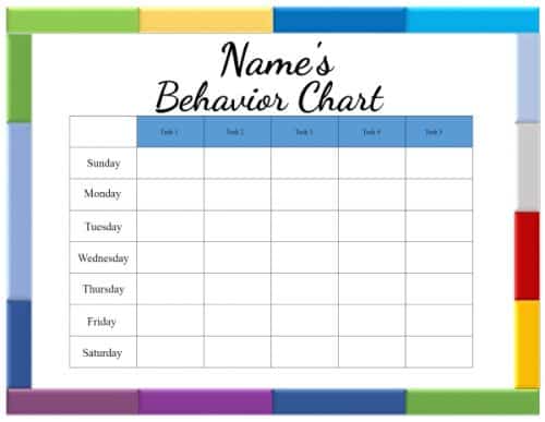 Printable Positive Behavior Chart With Pictures 5 Year Old