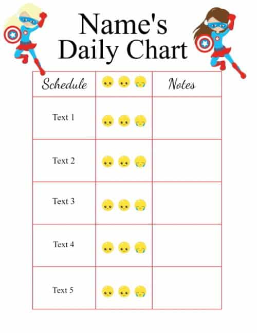 Printable Weekly Behavior Chart