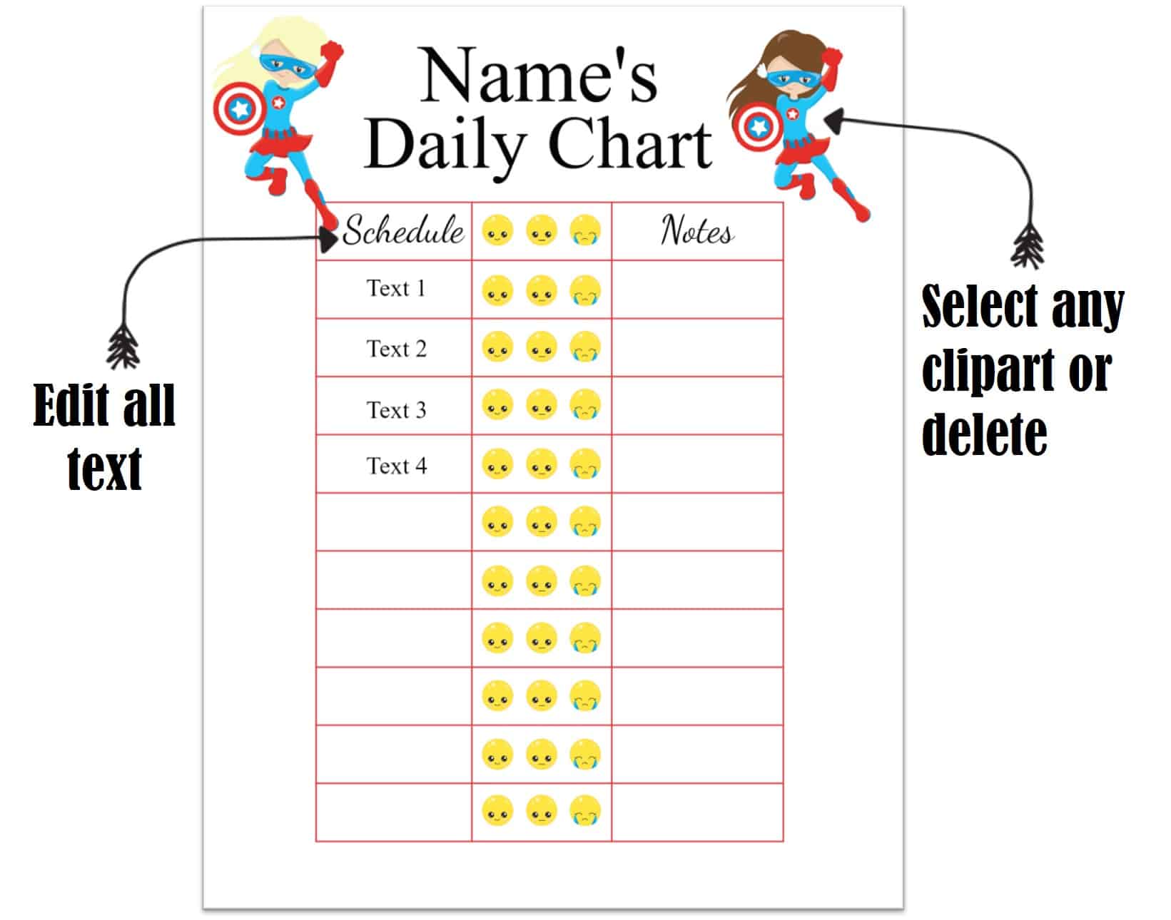 sticker chart template for behavior