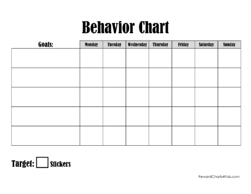 Printable behavior chart