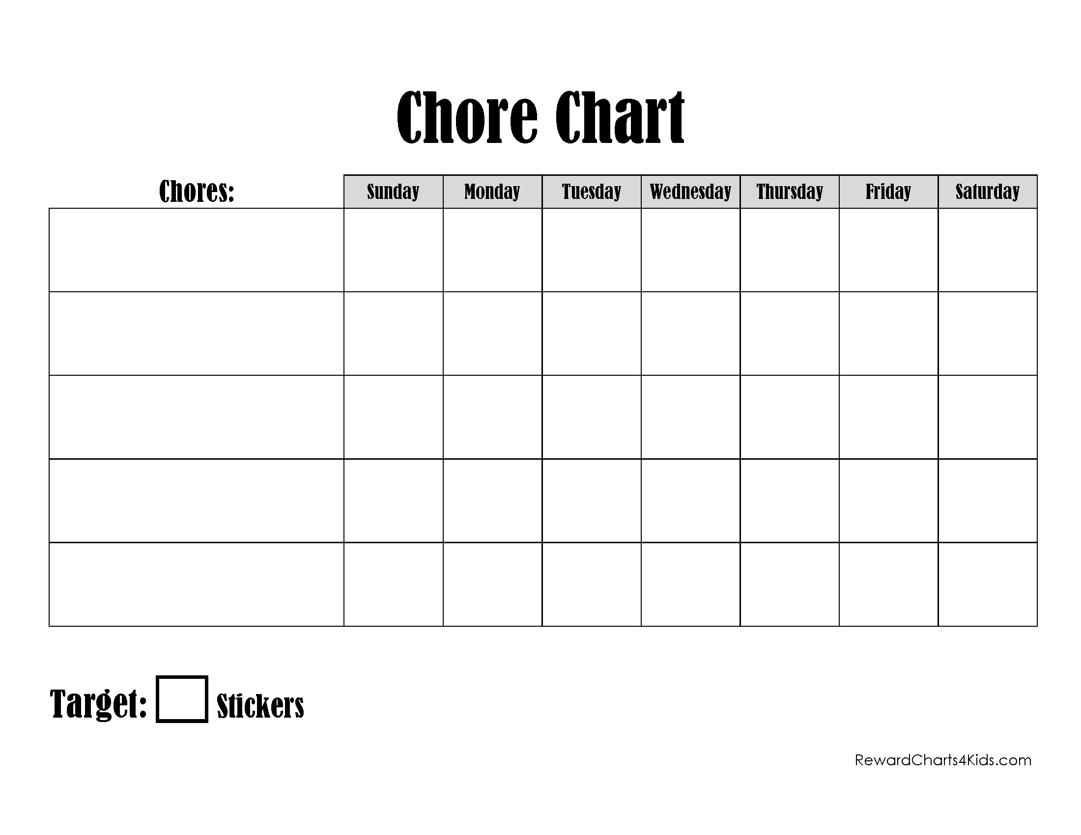 Free Printable Chore Chart for Kids Customize Online & Print at Home