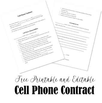 FREE Printable and Editable Cell Phone Contract for Teens