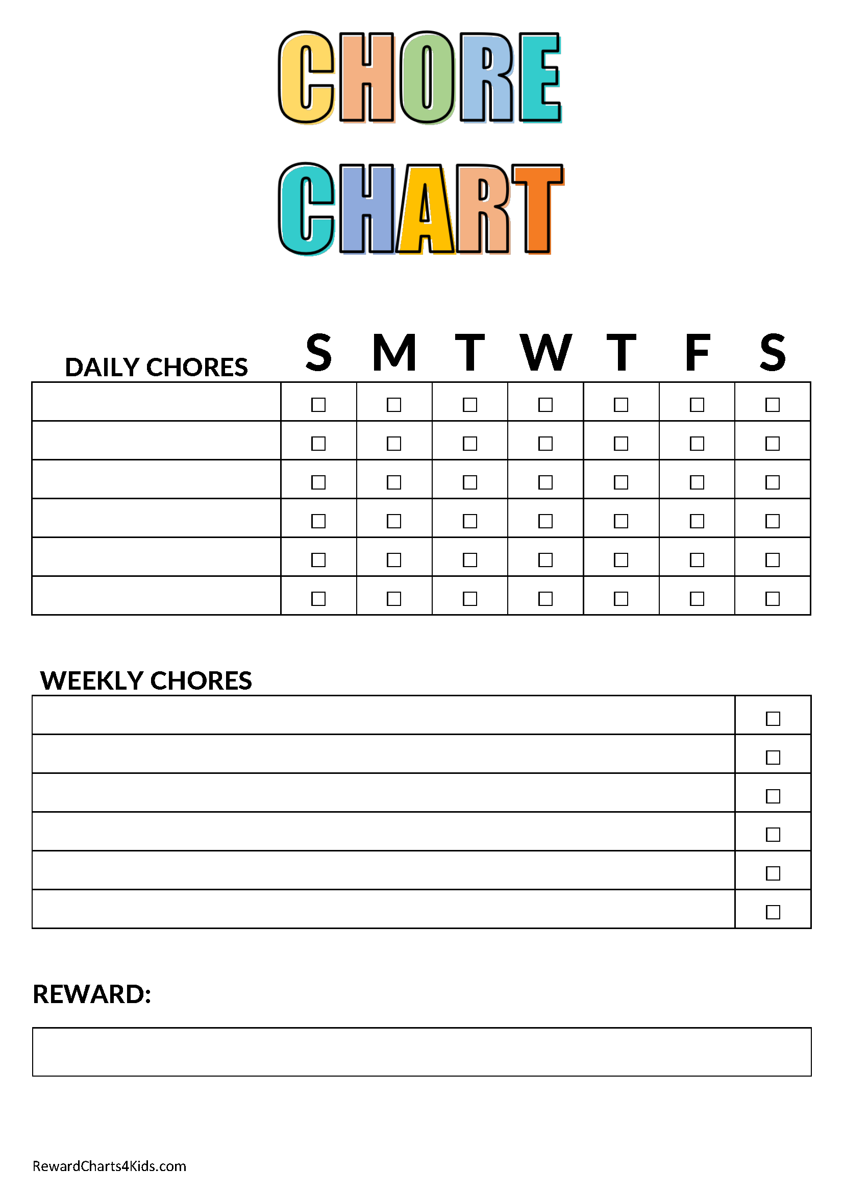 Free Printable Chore Chart For Kids Customize Online Print At Home