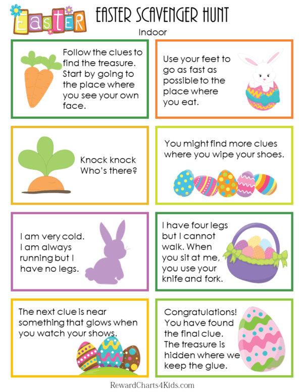 Scavenger Hunt Easter | Free Printable Clues