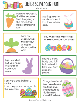 Scavenger Hunt Easter | Free Printable Clues