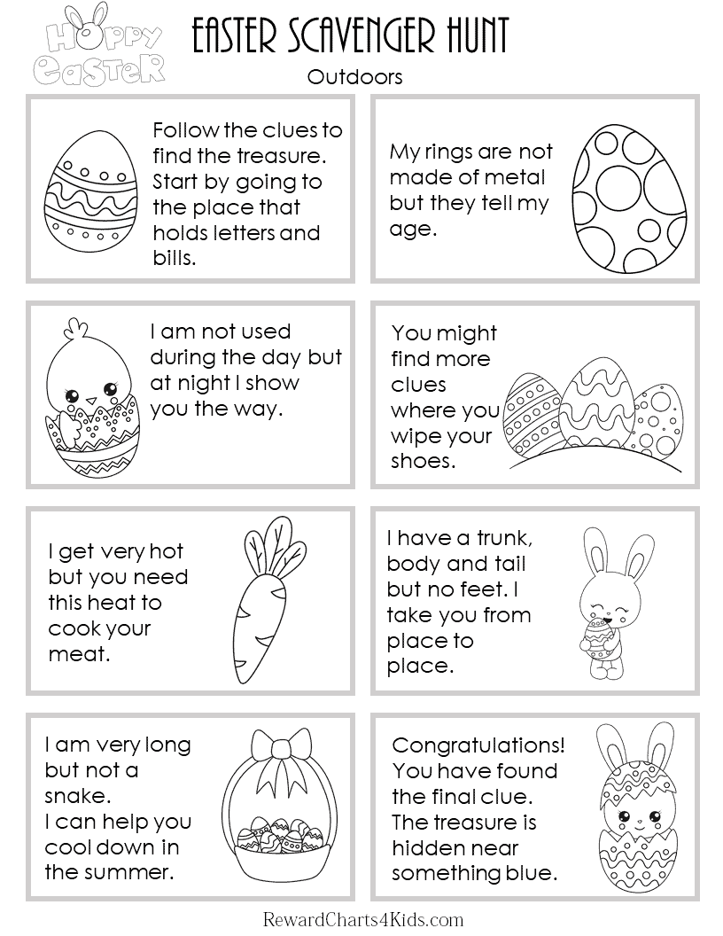 Scavenger Hunt Easter Free Printable Clues