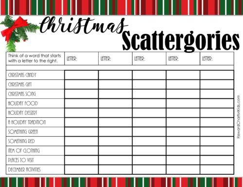 FREE Christmas Scattergories Printable & List