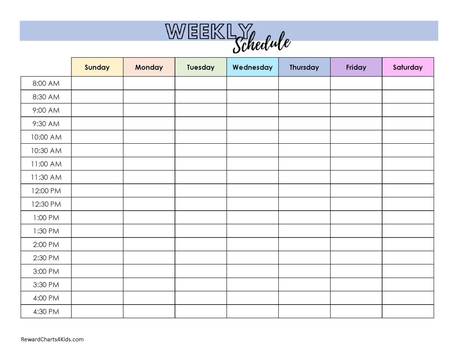 Kids Weekly Schedule | Instant Download