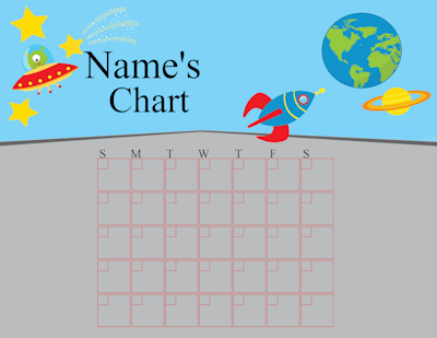 Chart with a calendar and a space theme