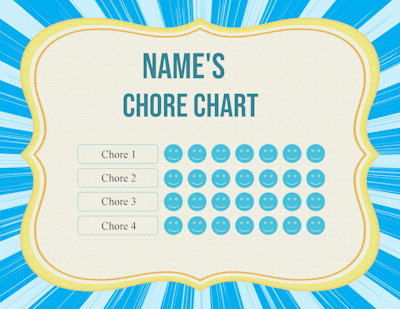 Free chore chart with a short chore list
