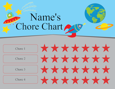 space themed chore chart