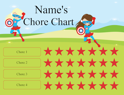 chore chart with four chores in the chore list