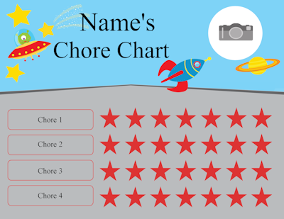 chore chart with a photo