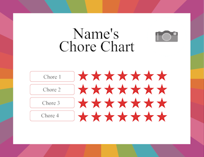 free printable chore chart template with a colored border