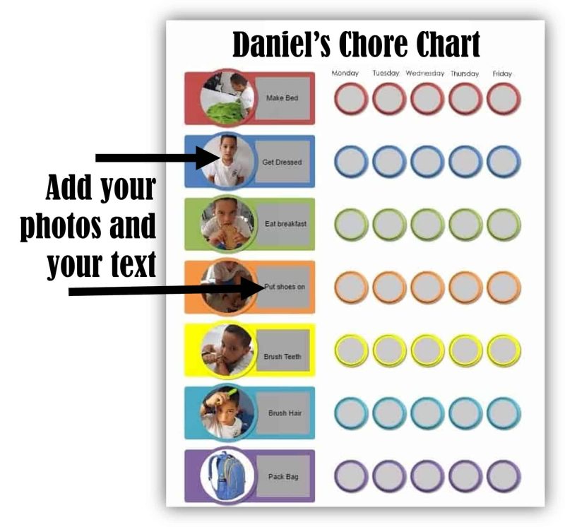 chore chart with photos