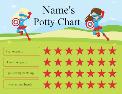 potty training chart with two superheros
