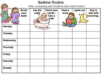 Bedtime Behavior Chart Printable Clipart Library